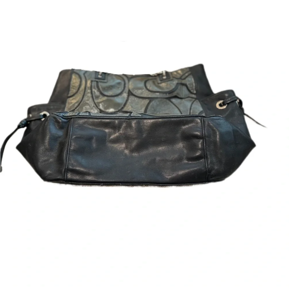 Coach Colette Leather Signature Tote - Black and Grey - Picture 6 of 11